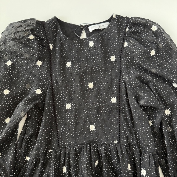 Zara Girl's Swiss Dot Embroidered Flowers Dress size 10 - Picture 4 of 11